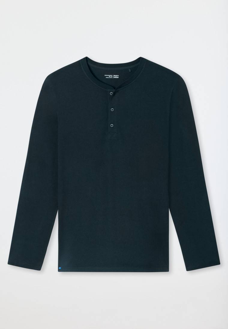 Schiesser Shirt langarm Knopfleiste nachtblau - Mix+Relax Osterangebot