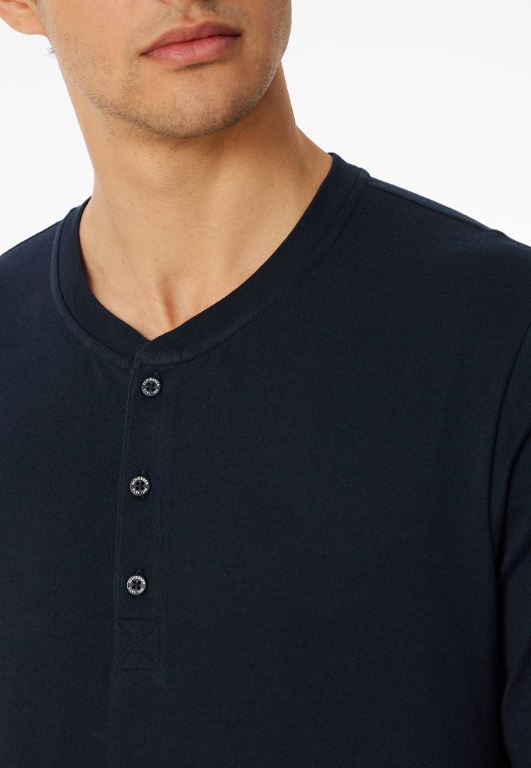 Schiesser Shirt langarm Knopfleiste nachtblau - Mix+Relax Osterangebot