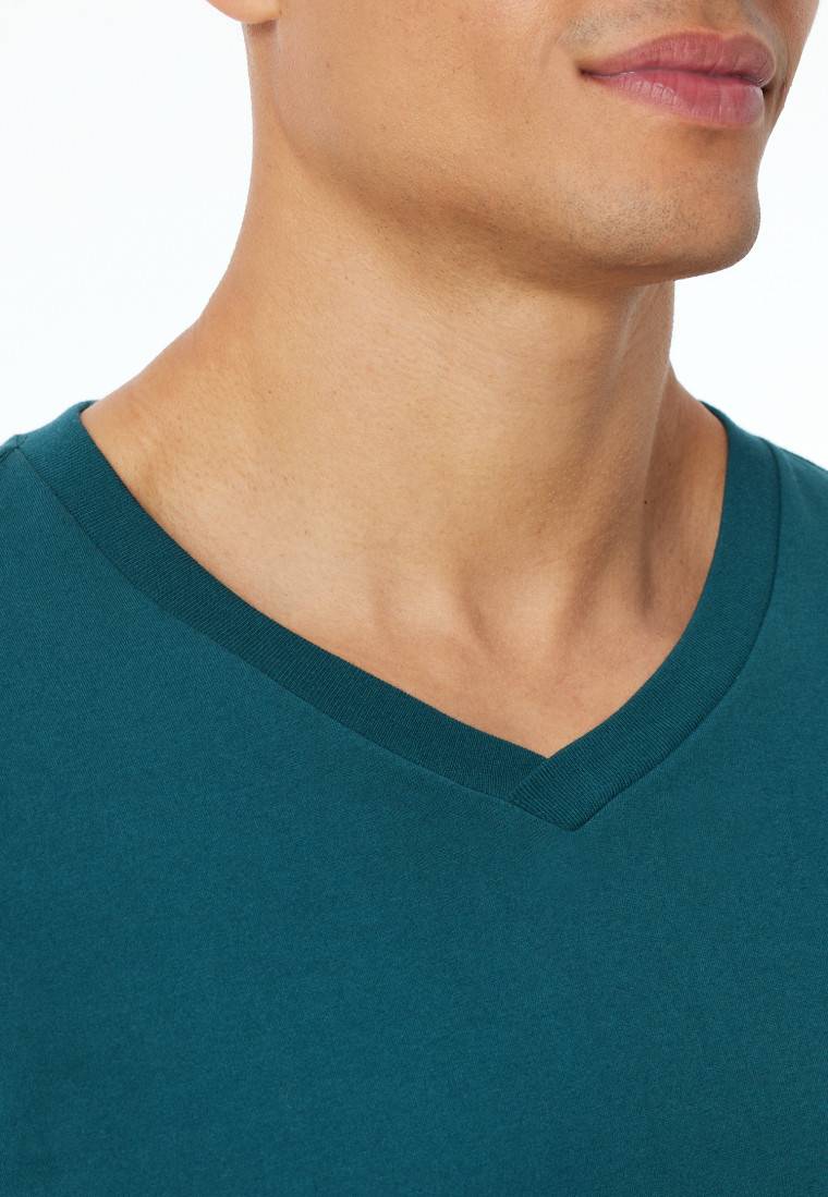 Schiesser Shirt langarm V-Ausschnitt petrol - Mix+Relax Muttertagsangebot