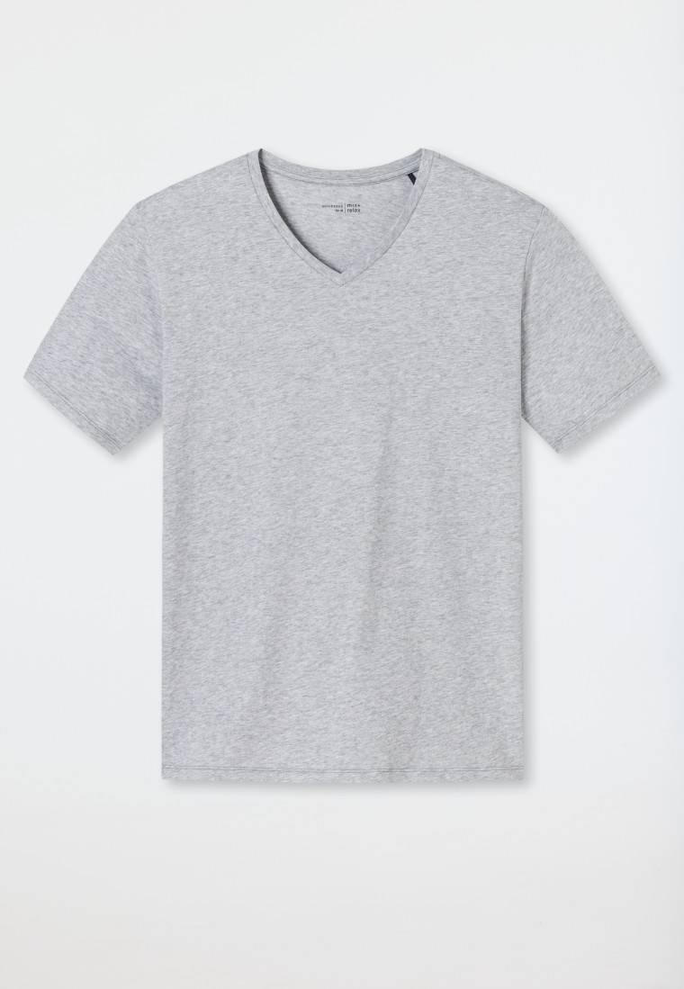 Schiesser Shirt kurzarm V-Ausschnitt grau-meliert - Mix+Relax Vatertagsangebot