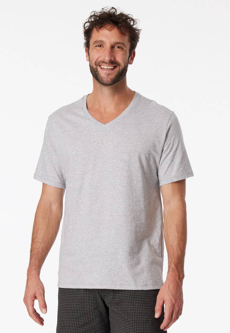 Schiesser Shirt kurzarm V-Ausschnitt grau-meliert - Mix+Relax Vatertagsangebot