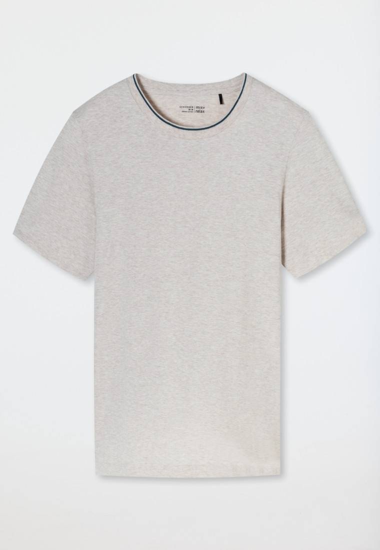 Schiesser Shirt kurzarm Organic Cotton Streifen beige-meliert - Mix+Relax Valentinstagsangebot