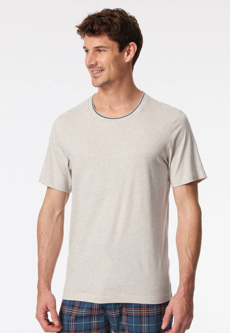 Schiesser Shirt kurzarm Organic Cotton Streifen beige-meliert - Mix+Relax Valentinstagsangebot
