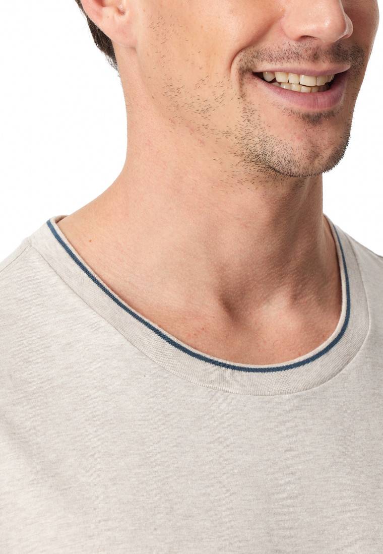 Schiesser Shirt kurzarm Organic Cotton Streifen beige-meliert - Mix+Relax Valentinstagsangebot