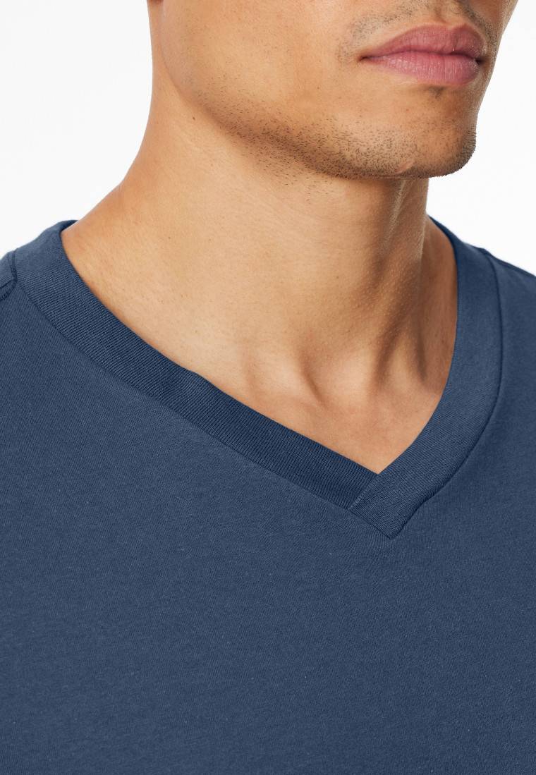 Schiesser Shirt langarm V-Ausschnitt royal - Mix+Relax Heißer Verkauf