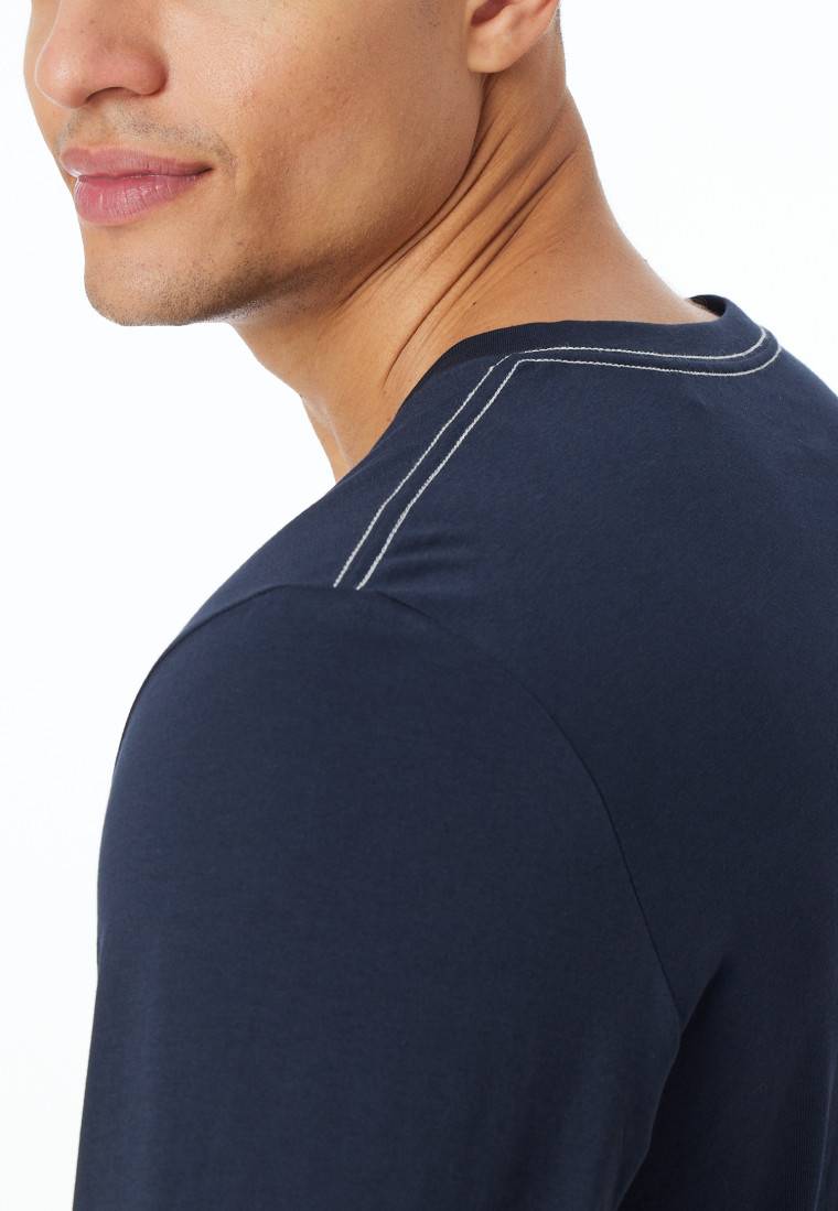 Schiesser Shirt langarm V-Ausschnitt nachtblau - Mix+Relax Top Angebot