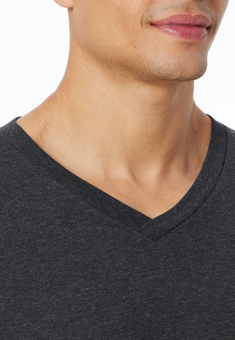 Schiesser Shirt langarm V-Ausschnitt dunkelgrau-meliert - Mix+Relax Neueste Mode