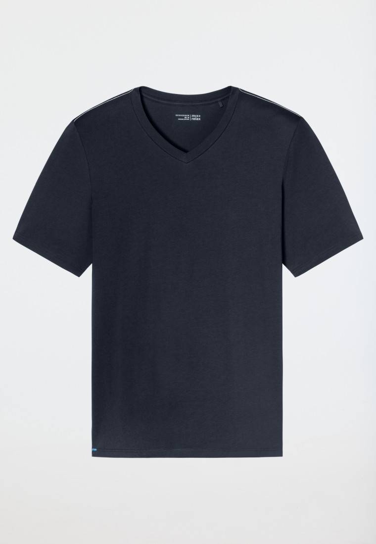 Schiesser Shirt kurzarm V-Ausschnitt nachtblau - Mix+Relax Exklusive Angebote
