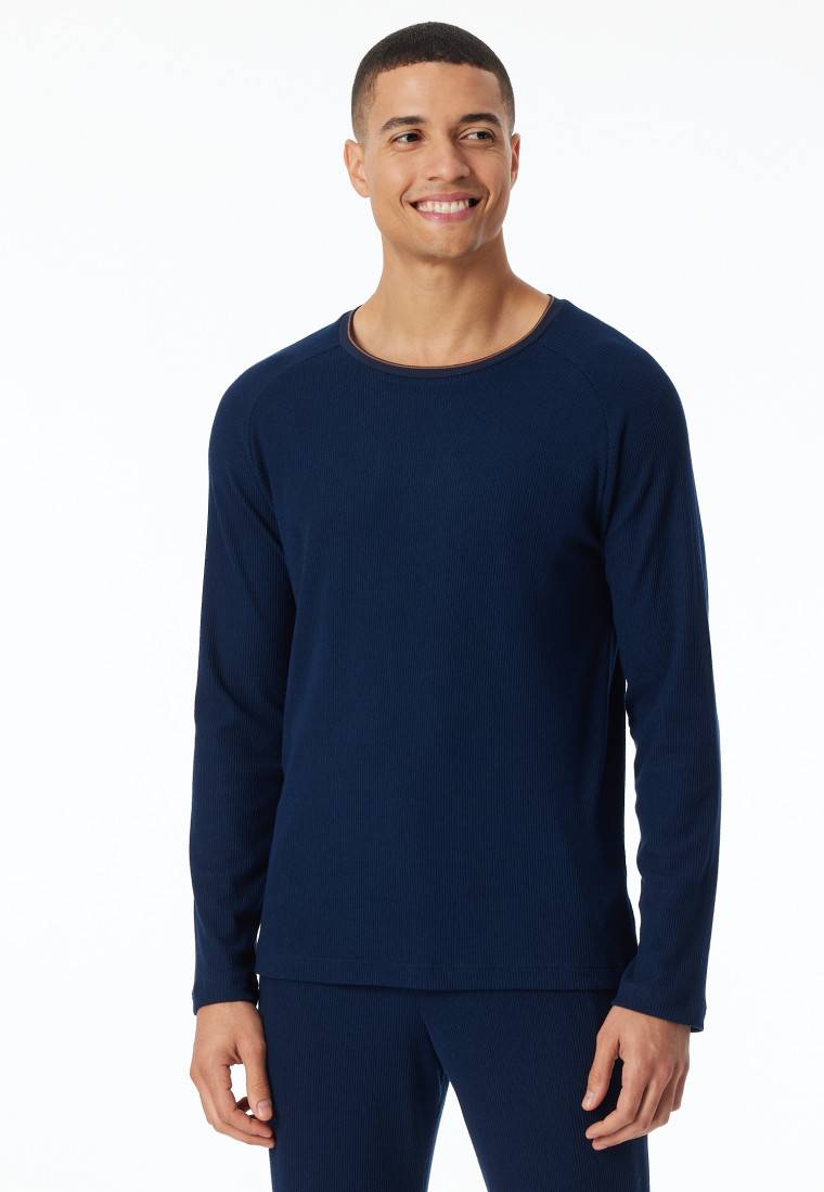 Schiesser Shirt langarm Doppelripp nachtblau - Mix+Relax Große Rabatte