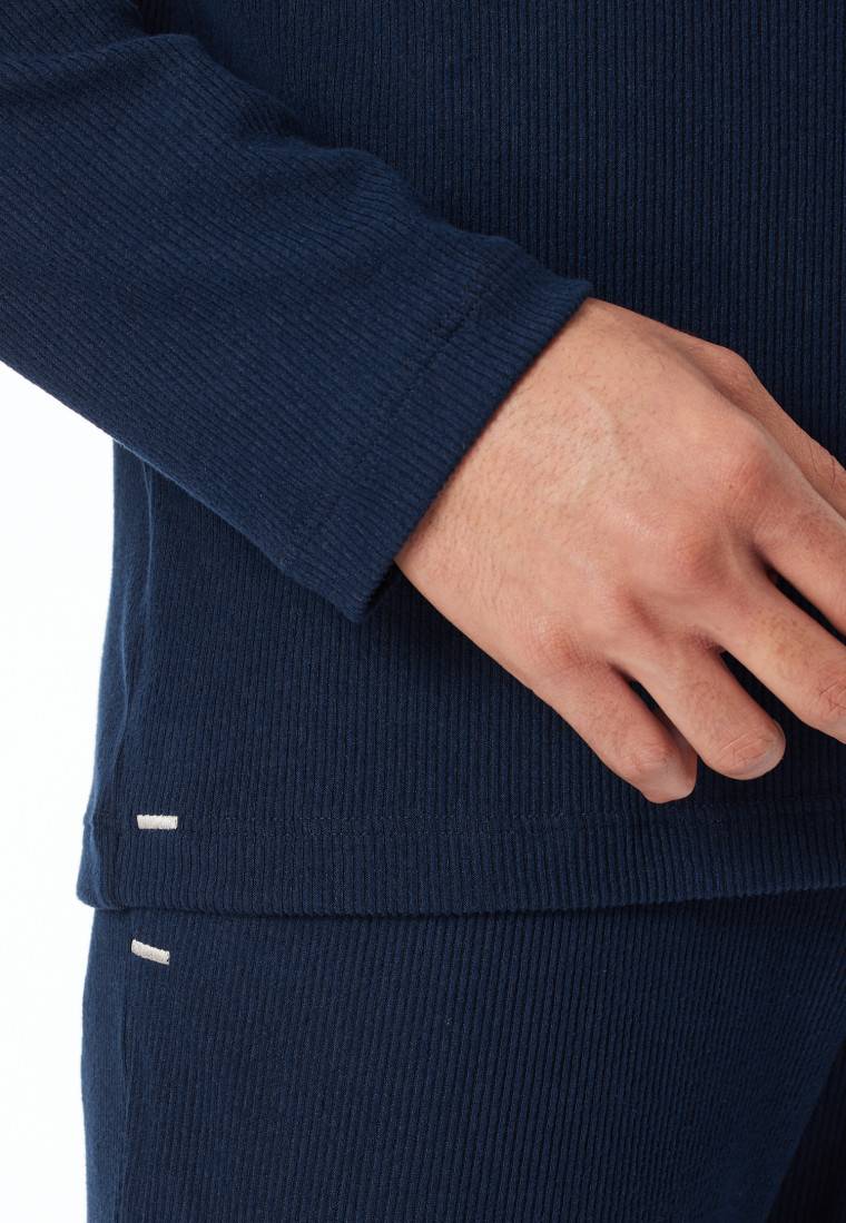 Schiesser Shirt langarm Doppelripp nachtblau - Mix+Relax Große Rabatte