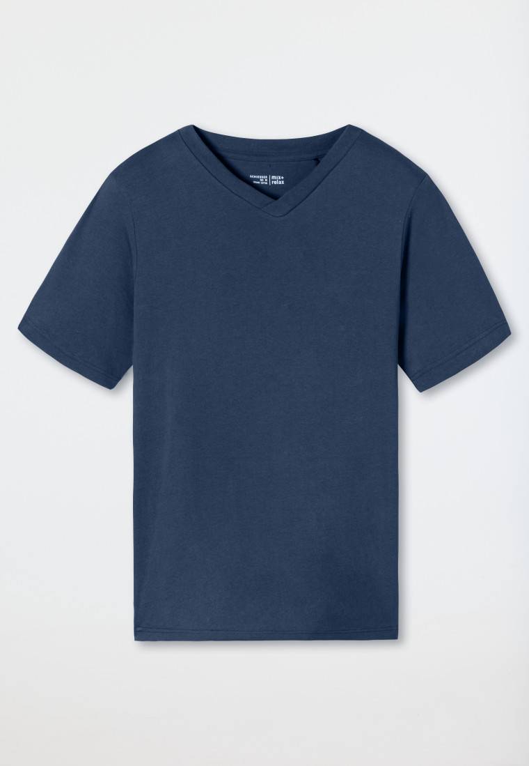 Schiesser Shirt kurz arm V-Ausschnitt royal - Mix+Relax Neuheiten