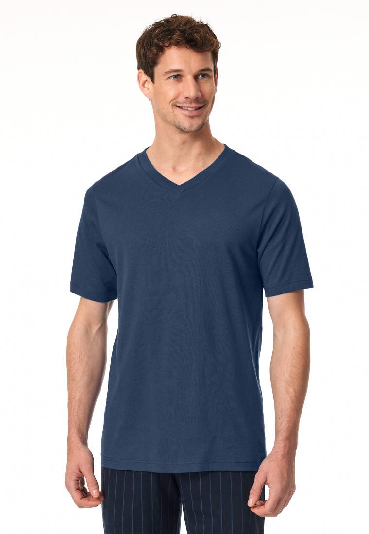 Schiesser Shirt kurz arm V-Ausschnitt royal - Mix+Relax Neuheiten