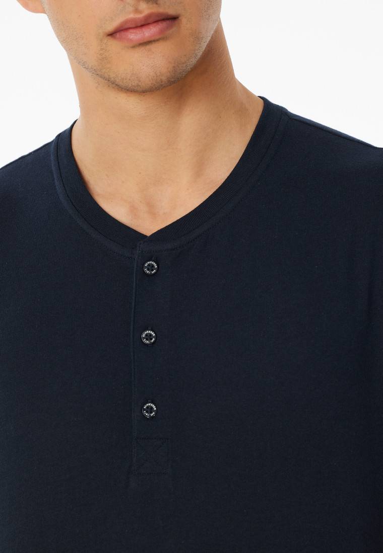 Schiesser Shirt kurzarm Knopfleiste nachtblau - Mix+Relax Bestseller