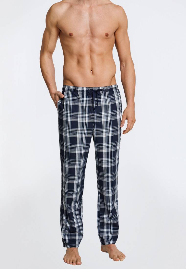 Schiesser Loungehose lang Webware dunkelblau-gemustert - Mix+Relax Riesige Ersparnisse