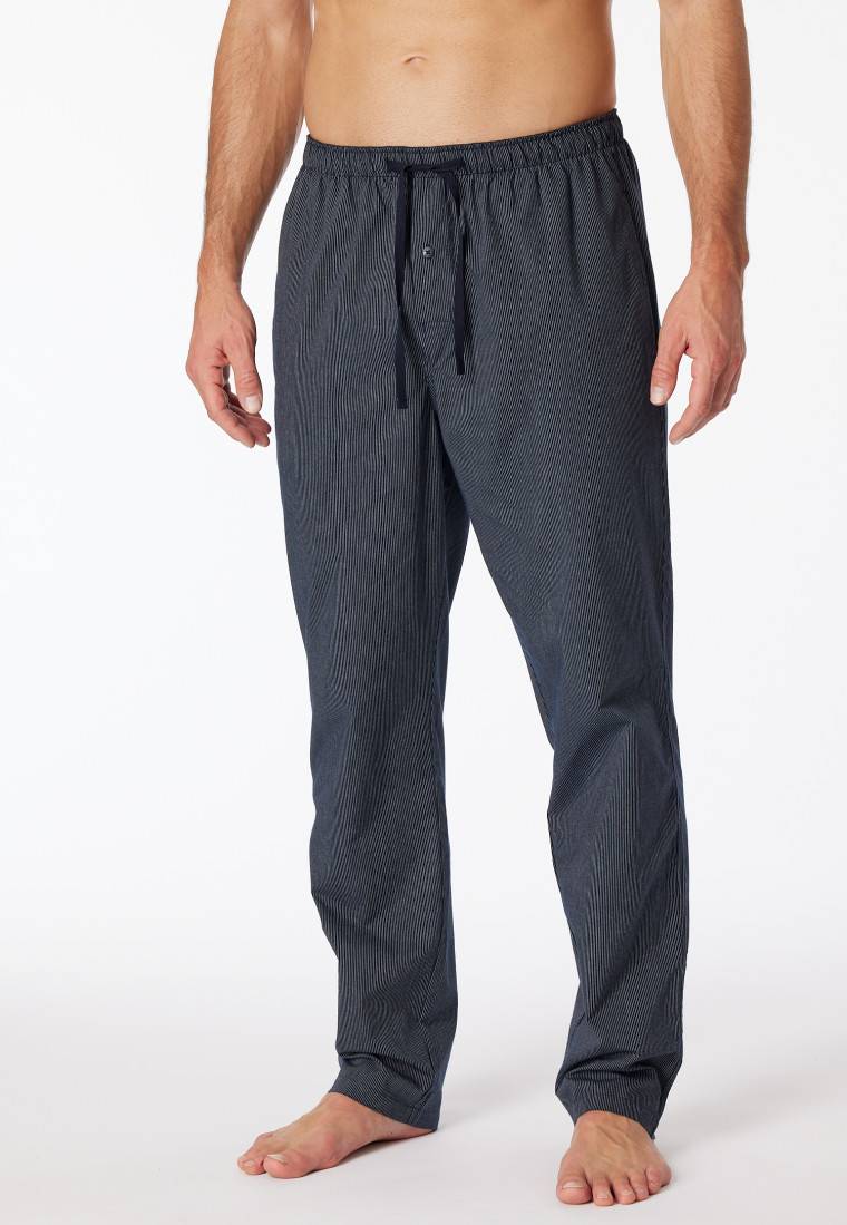 Schiesser Loungehose lang Webware dunkelblau gestreift - Mix+Relax Super Sparpreis