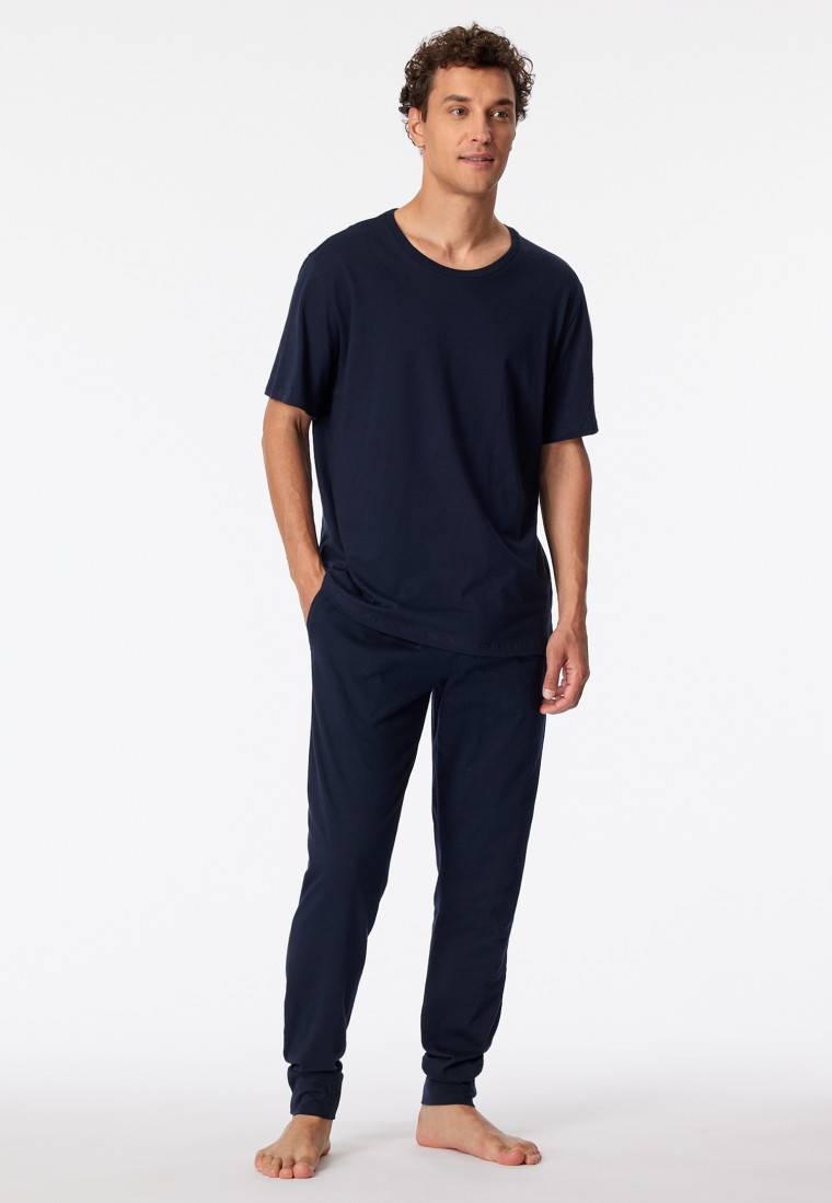 Schiesser Loungehose lang Jersey Bündchen dunkelblau - Mix+Relax Letzte 3 Tage