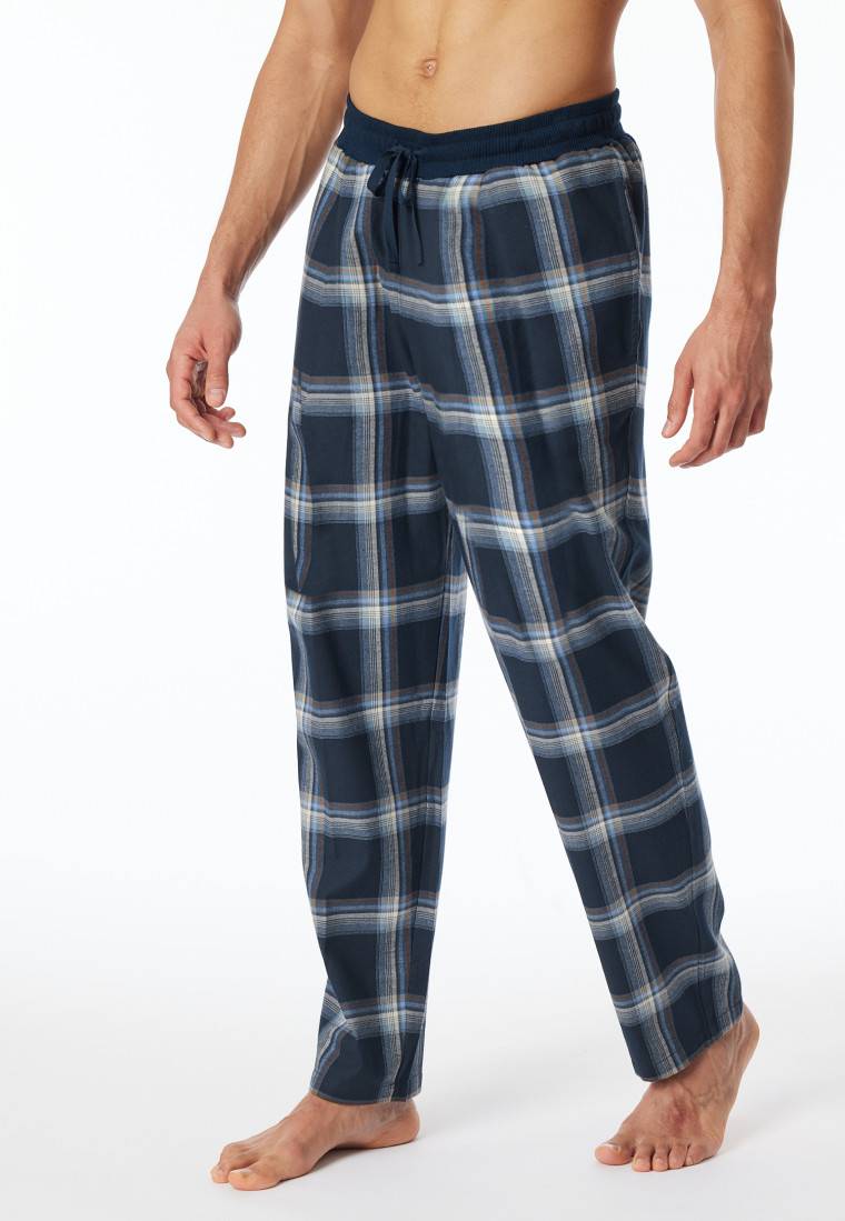 Schiesser Hose lang Flanell Karos nachtblau - Mix+Relax Letzte 2 Tage