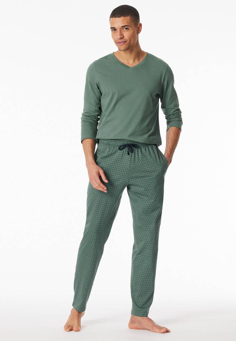 Schiesser Loungehose lang Organic Cotton grün gemustert - Mix+Relax Bis zu 60% Rabatt
