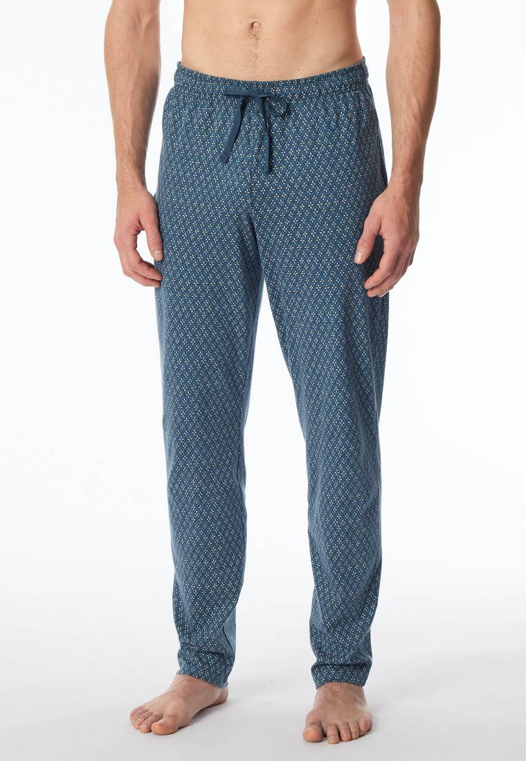 Schiesser Loungehose lang Organic Cotton jeansblau gemustert - Mix+Relax Bis zu 65% Rabatt