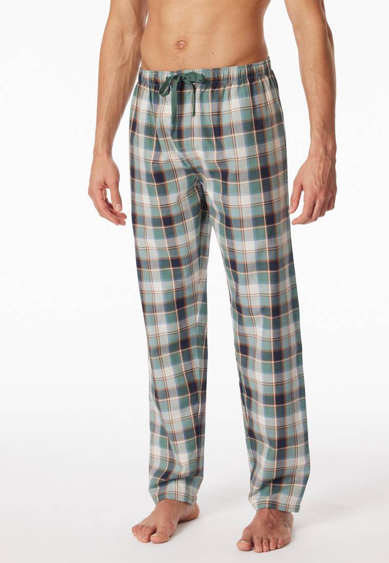 Schiesser Loungehose lang Webware Organic Cotton Karos mehfarbig - Mix+Relax Super Rabatt