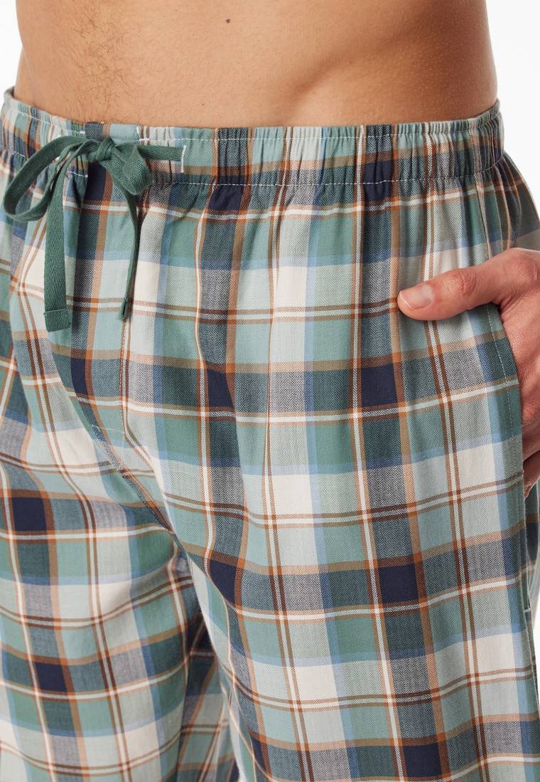 Schiesser Loungehose lang Webware Organic Cotton Karos mehfarbig - Mix+Relax Super Rabatt