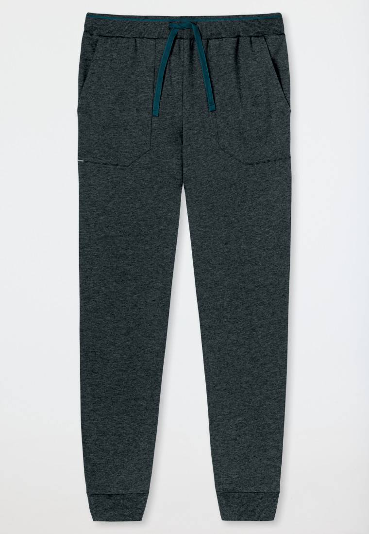 Schiesser Loungehose lang Organic Cotton Bündchen dunkelgrau meliert - Mix+Relax Riesige Rabatte