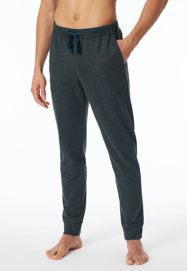 Schiesser Loungehose lang Organic Cotton Bündchen dunkelgrau meliert - Mix+Relax Riesige Rabatte
