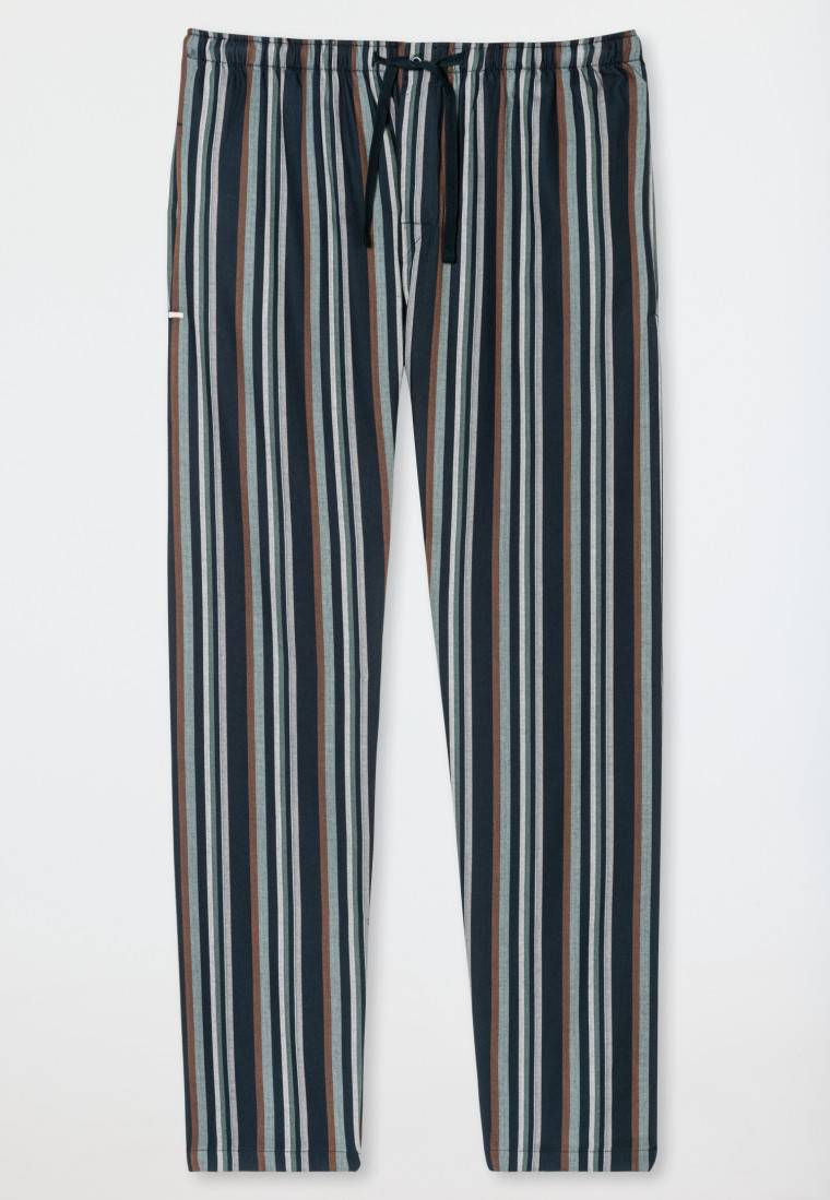 Schiesser Loungehose lang Webware Organic Cotton Streifen mehrfarbig - Mix+Relax Black Friday Preise