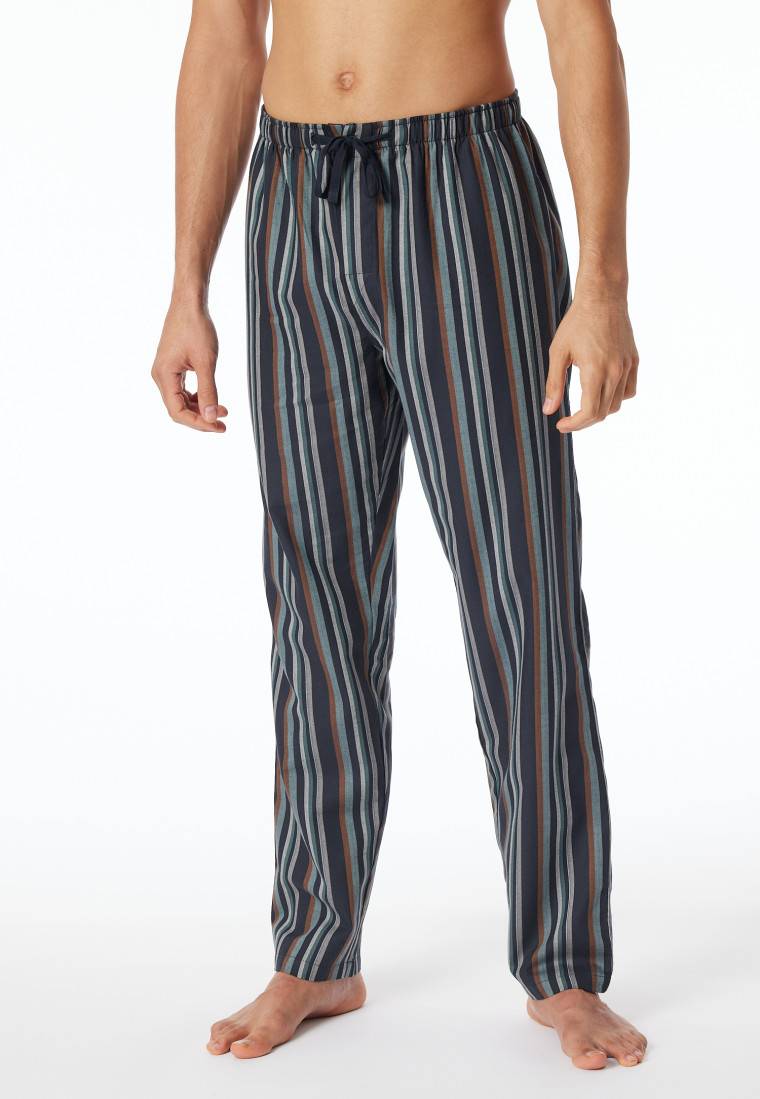 Schiesser Loungehose lang Webware Organic Cotton Streifen mehrfarbig - Mix+Relax Black Friday Preise