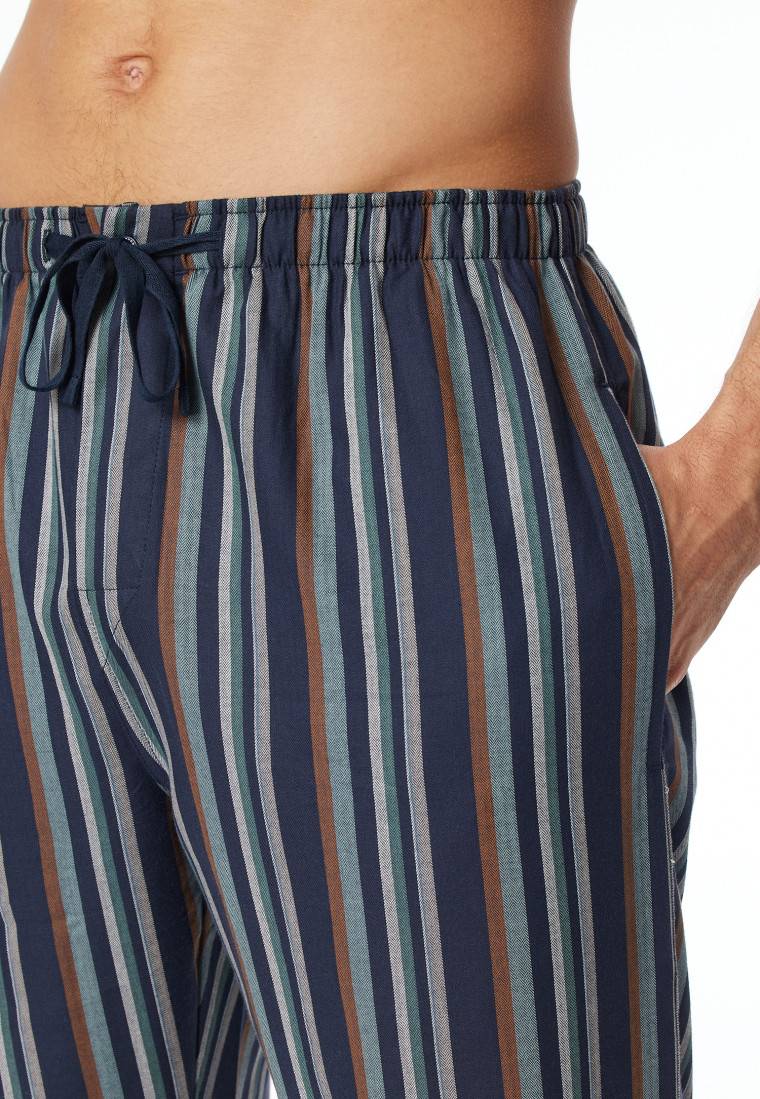 Schiesser Loungehose lang Webware Organic Cotton Streifen mehrfarbig - Mix+Relax Black Friday Preise
