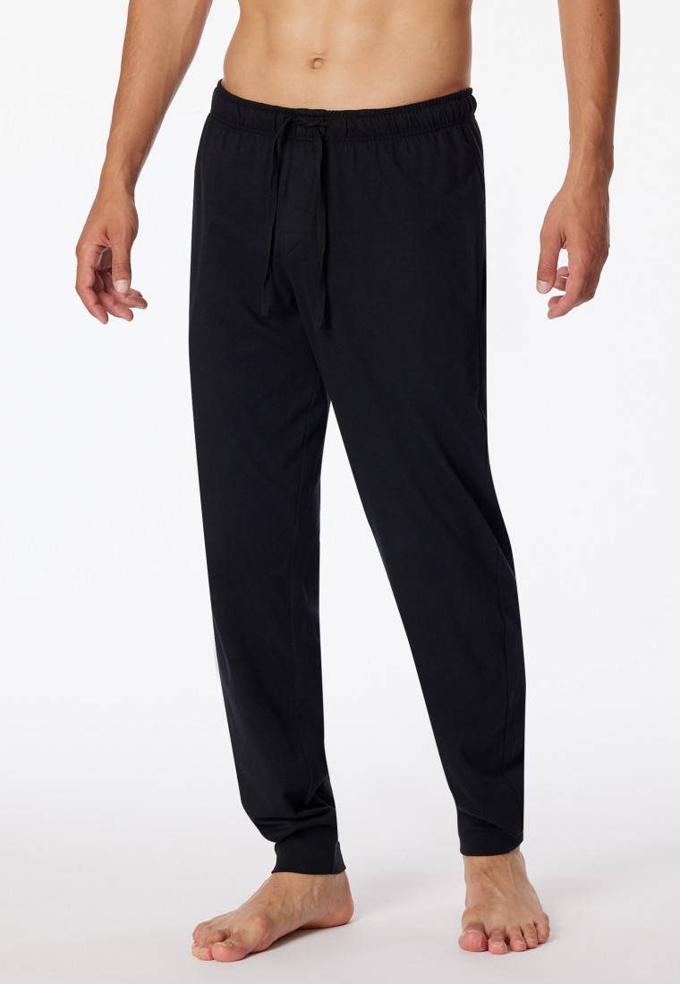 Schiesser Loungehose lang Jersey Bündchen schwarz- Mix+Relax Im Verkauf