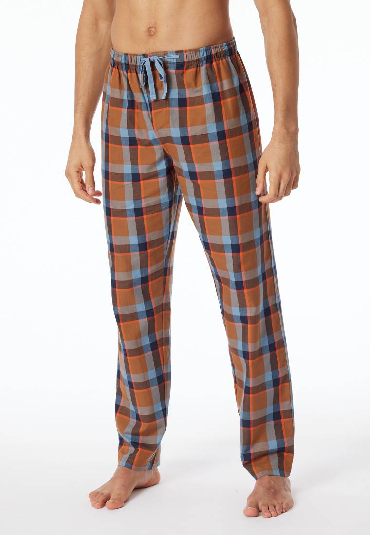 Schiesser Loungehose lang Webware Organic Cotton Karos mehrfarbig - Mix+Relax zollfrei