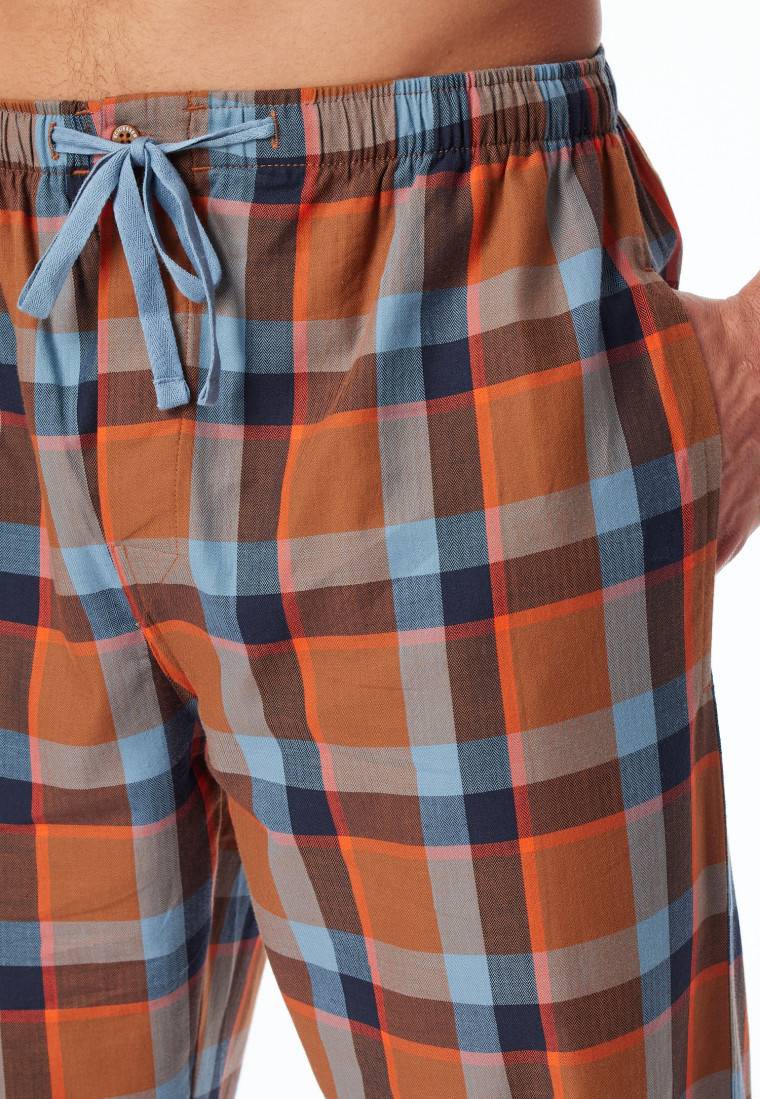 Schiesser Loungehose lang Webware Organic Cotton Karos mehrfarbig - Mix+Relax zollfrei