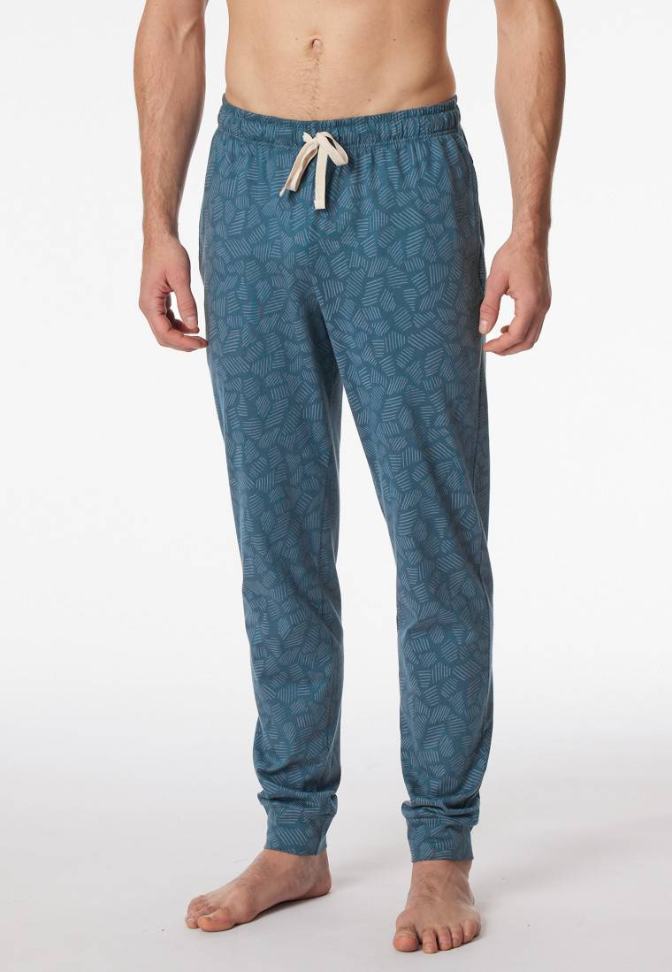 Schiesser Hose lang Jersey Bündchen jeansblau gemustert - Mix+Relax Outlet