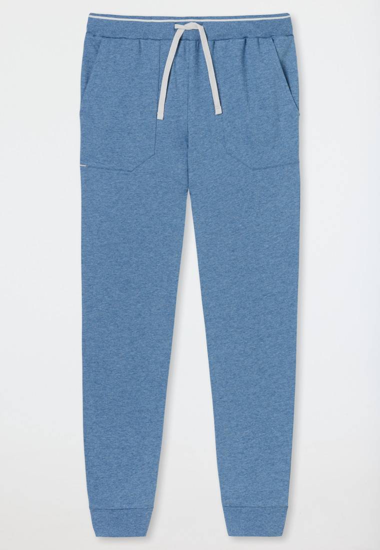 Schiesser Loungehose lang Organic Cotton Bündchen Streifen blau meliert - Mix+Relax Verkauf