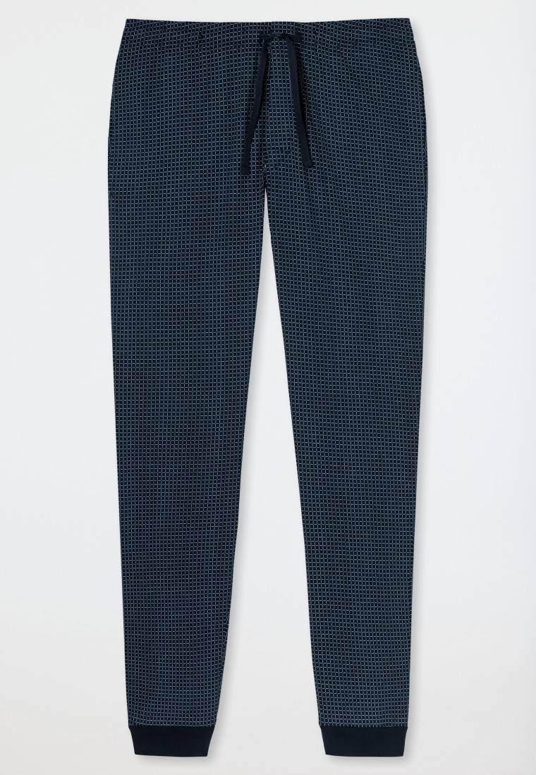 Schiesser Loungehose lang Jersey Bündchen dunkelblau-gemustert - Mix+Relax Schlussverkauf