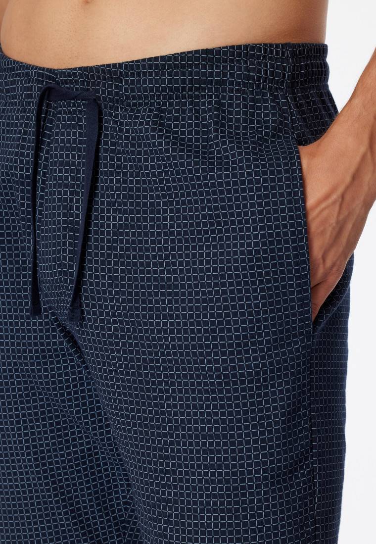 Schiesser Loungehose lang Jersey Bündchen dunkelblau-gemustert - Mix+Relax Schlussverkauf