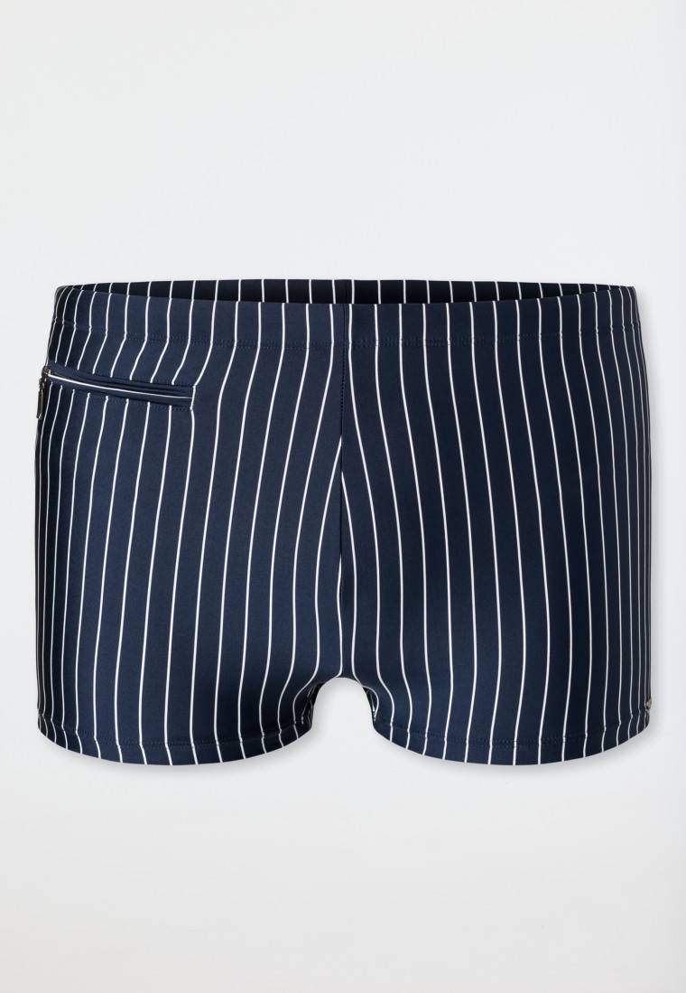 Schiesser Badehose mit Reißverschlusstasche Wirkware recycelt Streifen admiral - Nautical Casual Kostenloser Versand