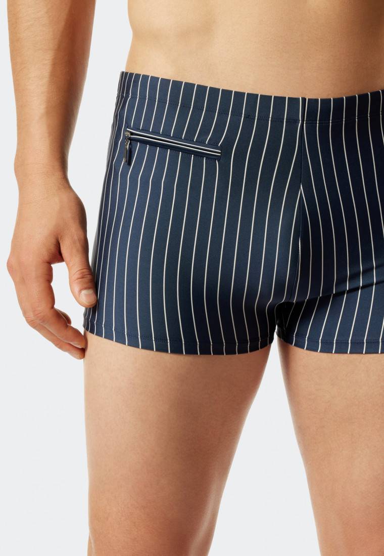Schiesser Badehose mit Reißverschlusstasche Wirkware recycelt Streifen admiral - Nautical Casual Kostenloser Versand
