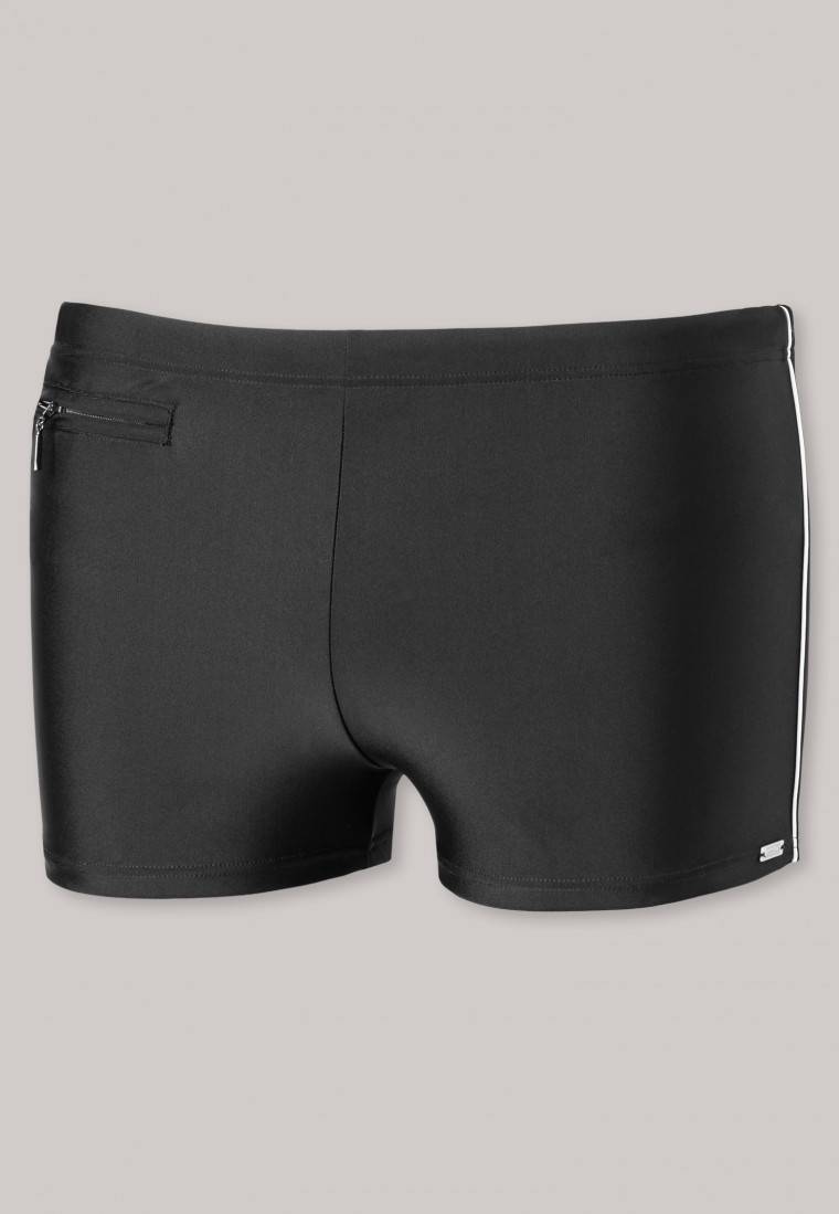 Schiesser Badehose mit Reißverschluss-Tasche Wirkware recycelt feiner Streifen schwarz - Nautical Casual Rabatt