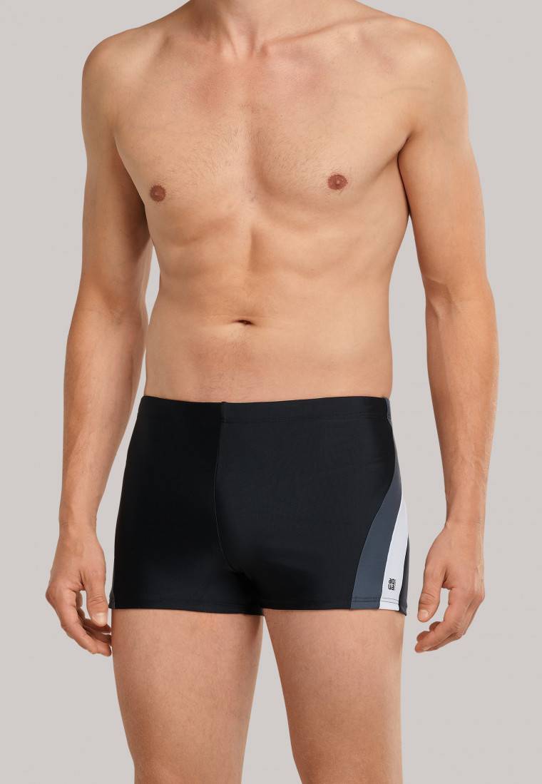 Schiesser Badehose Wirkware recycelt seitliche Streifen schwarz - Nautical Active Versandkostenfrei