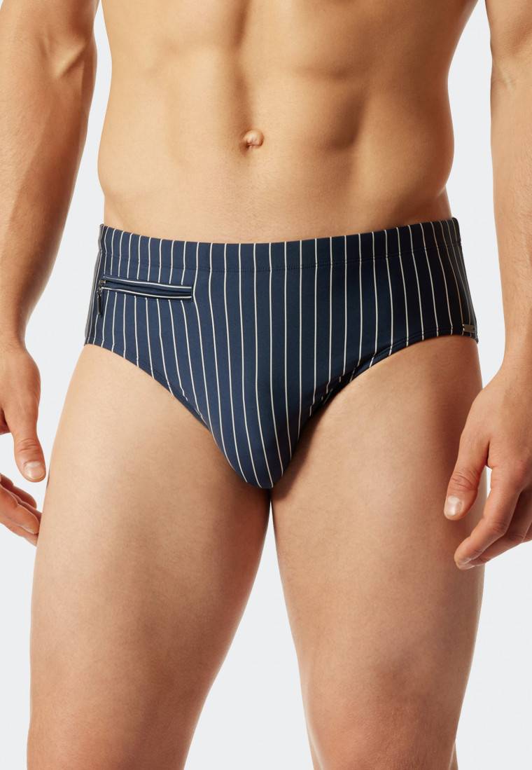 Schiesser Badehose mit Reißverschlusstasche Wirkware recycelt Streifen admiral - Nautical Casual Großer Ausverkauf