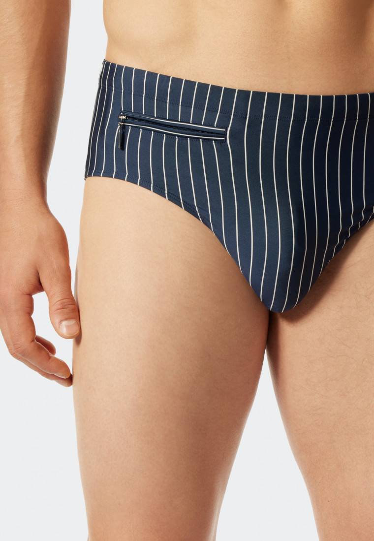 Schiesser Badehose mit Reißverschlusstasche Wirkware recycelt Streifen admiral - Nautical Casual Großer Ausverkauf