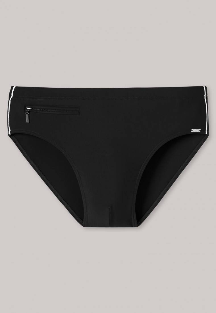 Schiesser Badehose mit Reißverschluss-Tasche Wirkware recycelt feiner Streifen schwarz - Nautical Casual Flash Sale