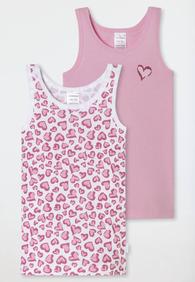 Schiesser Unterhemden 2er-Pack Herzen rosa/ weiß - Fine Rib Vatertagsangebot