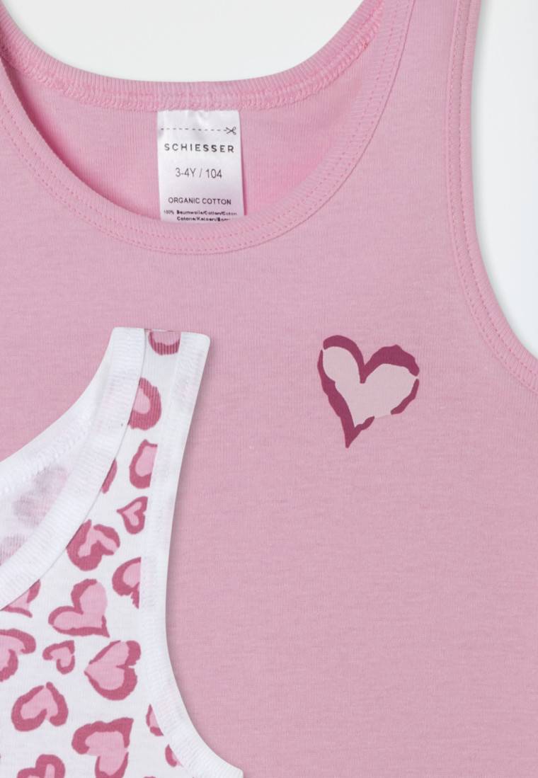 Schiesser Unterhemden 2er-Pack Herzen rosa/ weiß - Fine Rib Vatertagsangebot