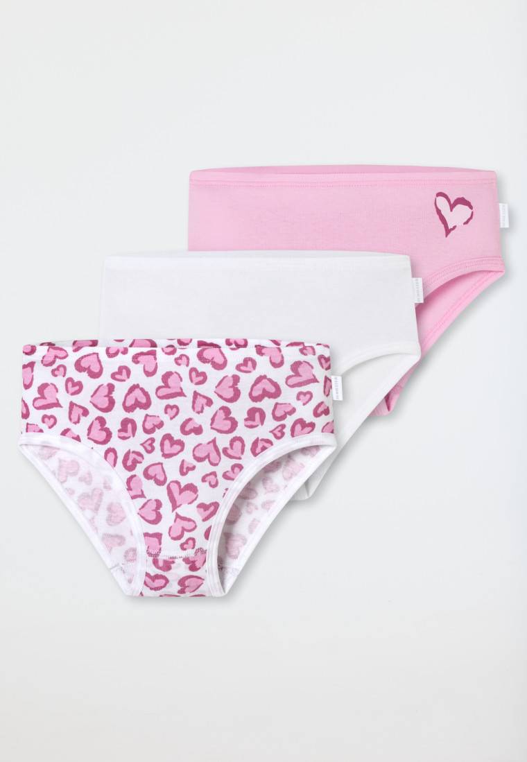 Schiesser Slips 3er-Pack Herzen rosa/weiß - Fine Rib Valentinstagsangebot