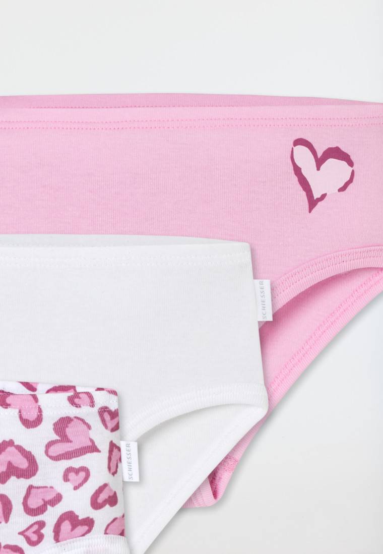 Schiesser Slips 3er-Pack Herzen rosa/weiß - Fine Rib Valentinstagsangebot