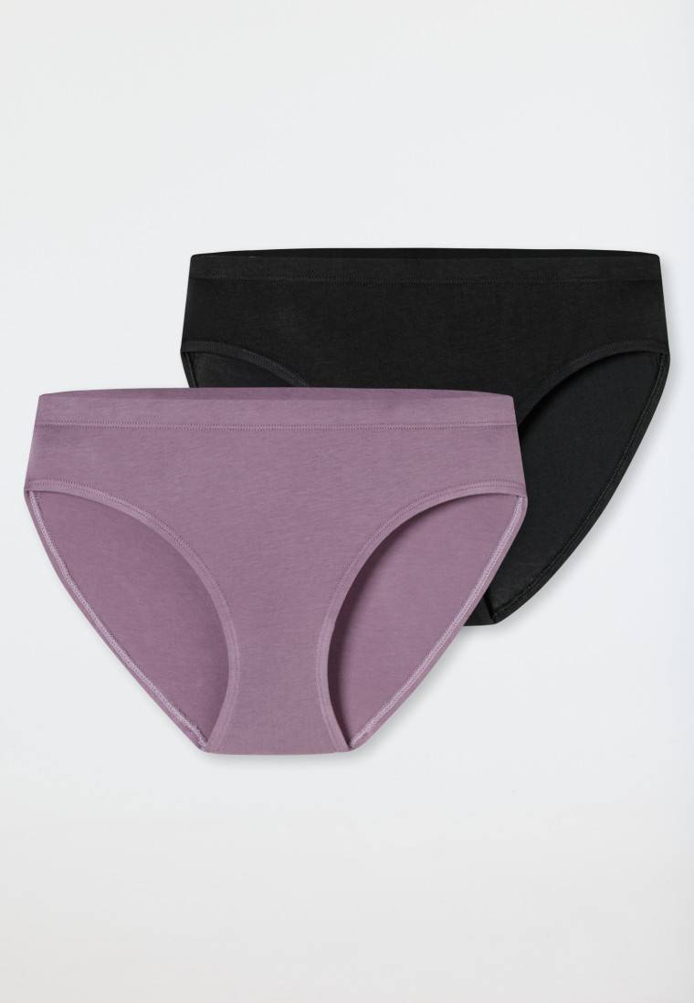 Schiesser Slips 2er-Pack schwarz/ violett - Fresh Vibe Lagerräumung