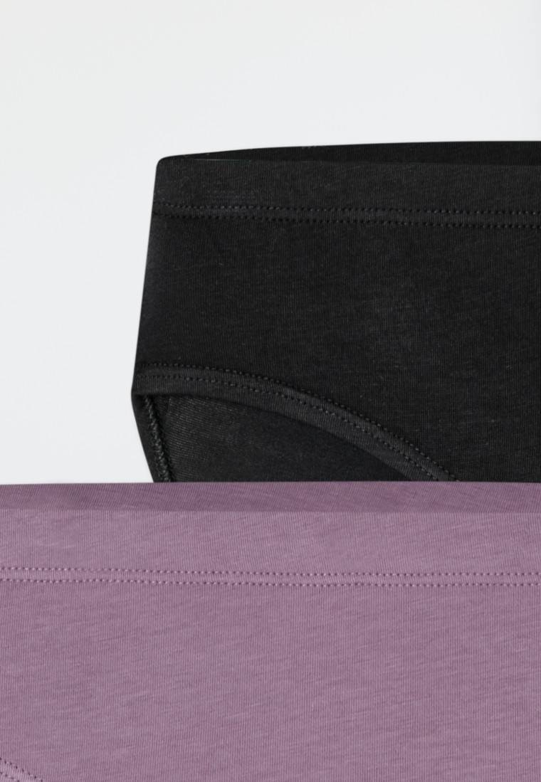 Schiesser Slips 2er-Pack schwarz/ violett - Fresh Vibe Lagerräumung